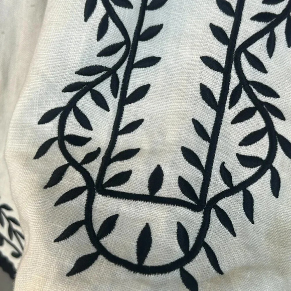 Linea by Louis Dell’Olio White Linen Black Embroidered Jacket Size XL - Picture 7 of 9